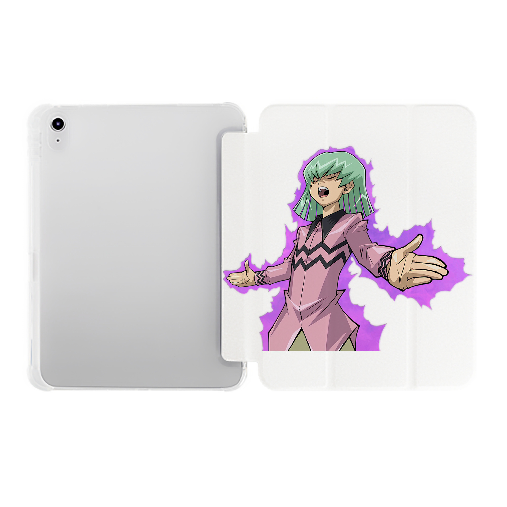 （画像用） 遊☆戯☆王 Yu-Gi-Oh! IPad ケース ペン収納付き 三つ折りスタンド PUレザー×シリコン 対応機種9.5/10.5/10.9インチ